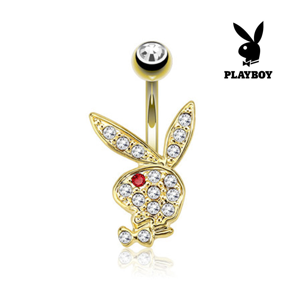 Surgical Steel 14 Gauge Belly Ring with Playboy Bunny & CZ - photo 2