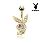 Surgical Steel 14 Gauge Belly Ring with Playboy Bunny & CZ - photo 2