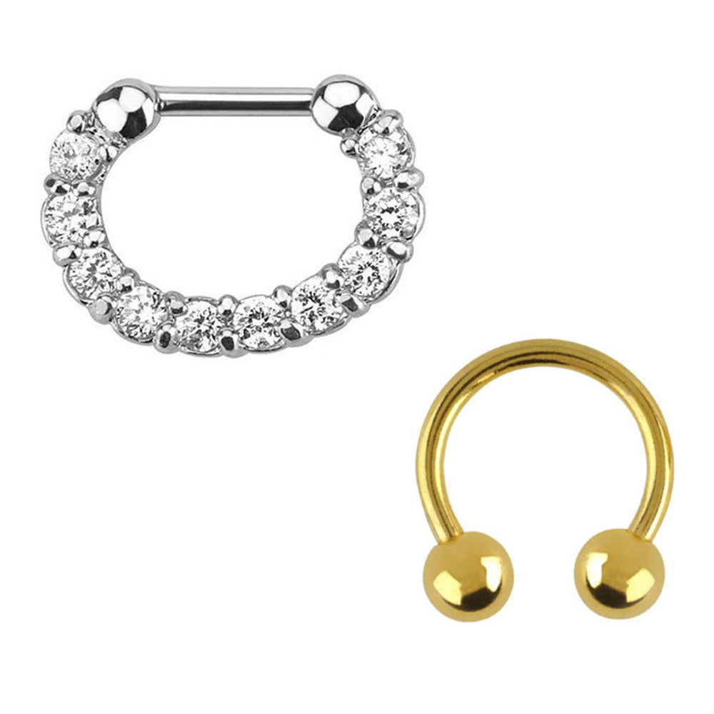 Surgical Steel 16 Gauge PVD Horseshoe Septum Clicker Hoop - 2 Pack - photo 3