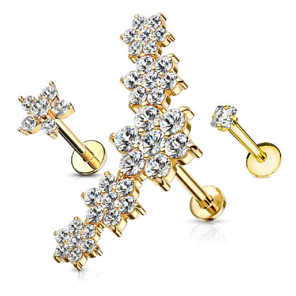 Surgical Steel Cluster Flower CZ Labret Studs 16G 8mm - 3 Pack - photo 7