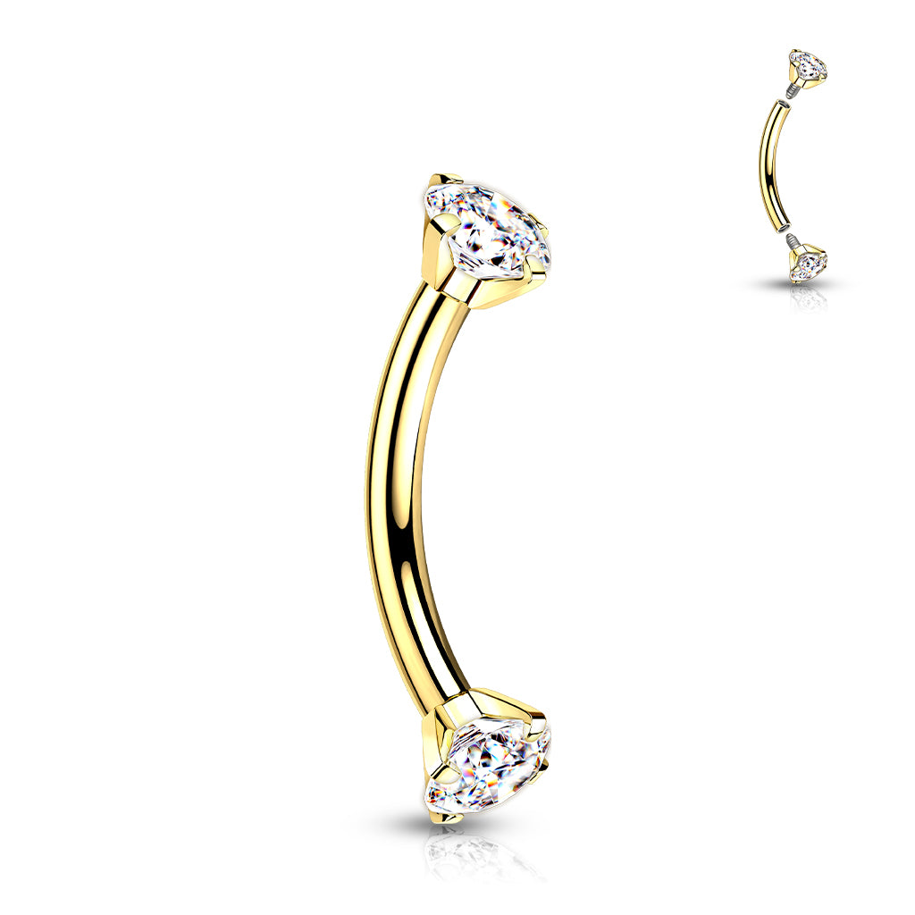 Titanium Curved Barbell 16G 8mm with 3mm CZ Crystal - photo 9