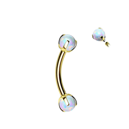 Surgical Steel Curved Barbell 16G 8mm with Dragon Claw Opal - photo 5