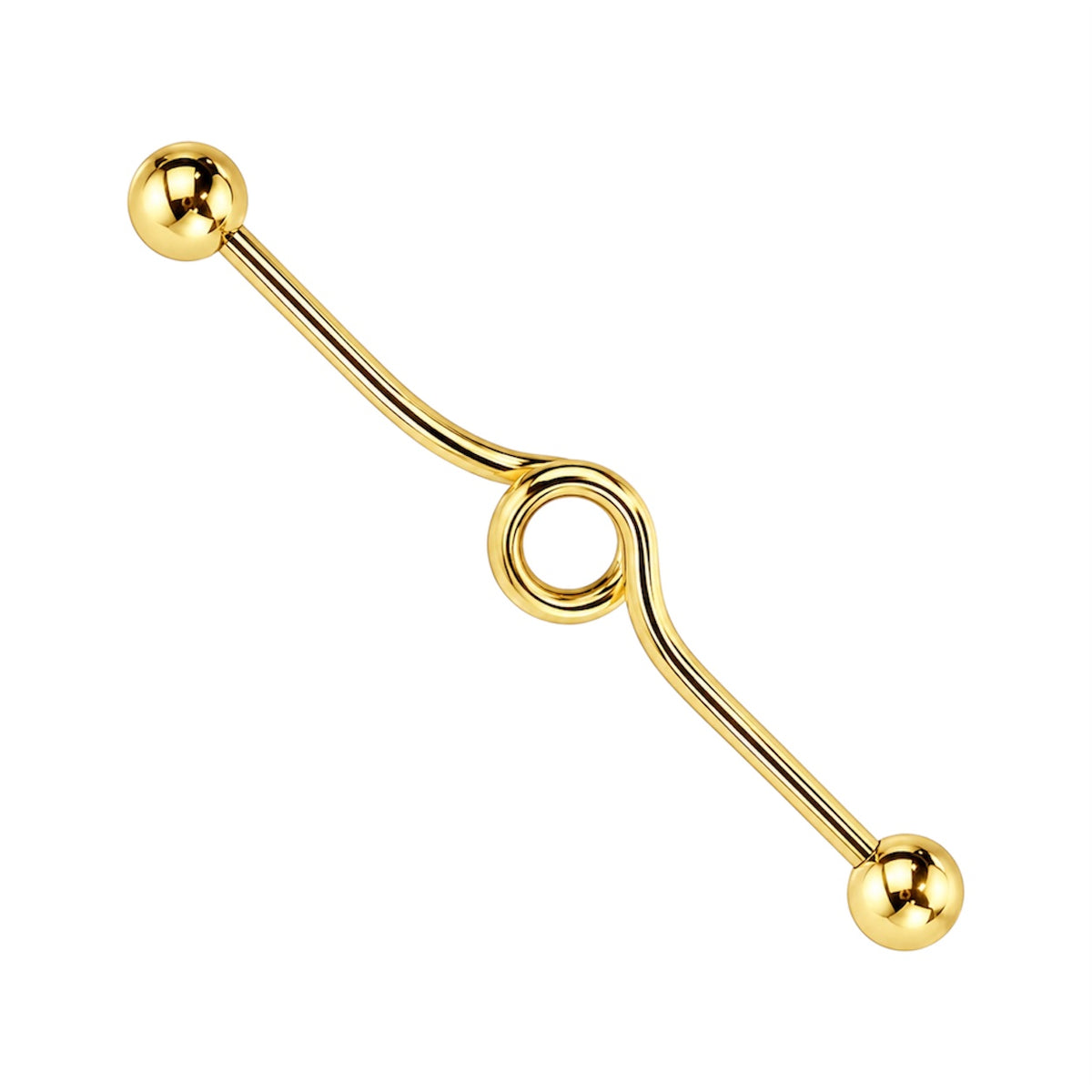 Surgical Steel 14 Gauge Industrial Barbell with Ball Spiral Loop - photo 2