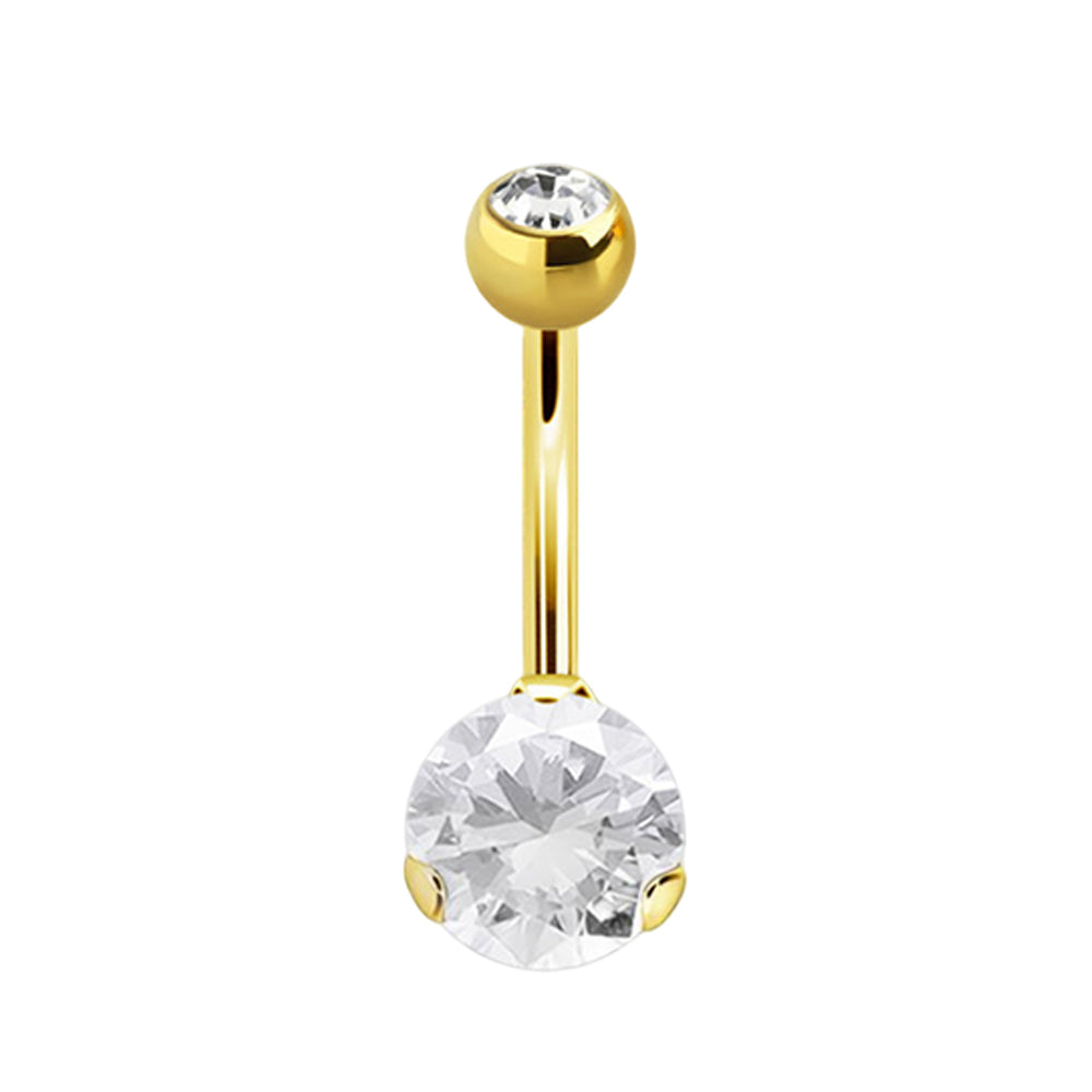 Surgical Steel Belly Button Ring 14G 14mm with CZ & PVD Colors - photo 5