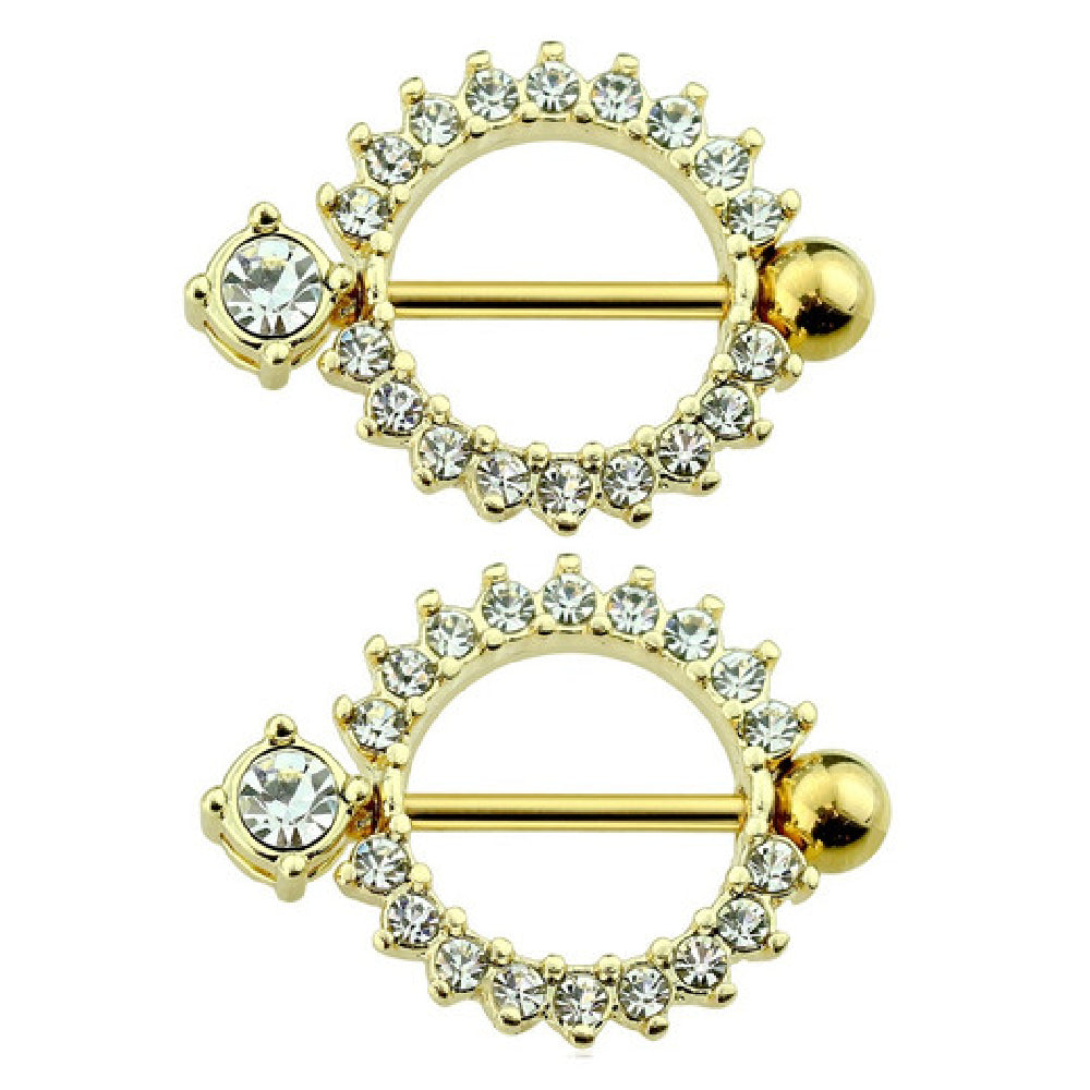 Surgical Steel 14 Gauge Nipple Shield with CZ Circle of Life - Pair - photo 2