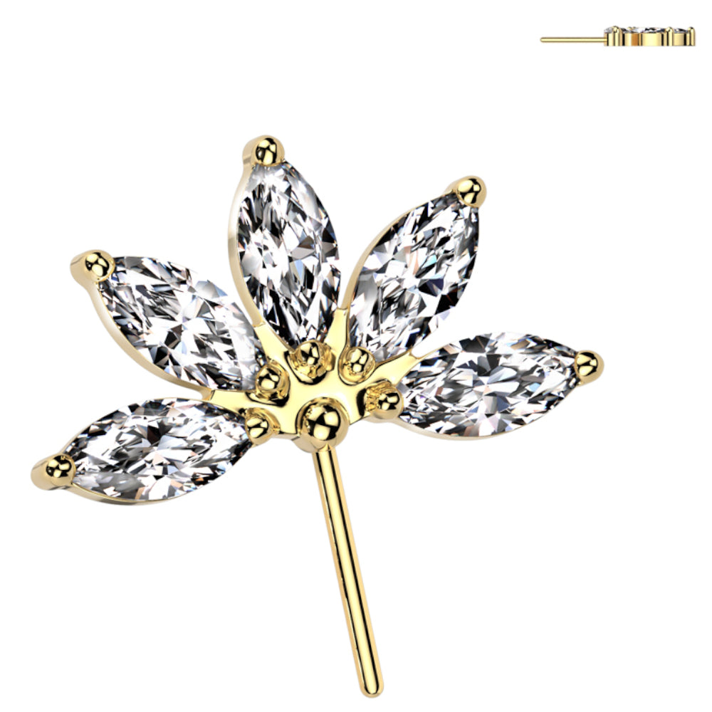 Titanium Push In Threadless Marquise Fan CZ Top - photo 3