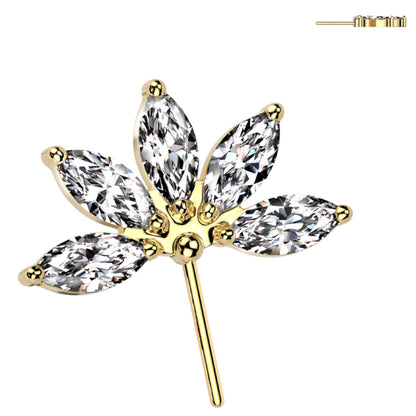 Titanium Push In Threadless Marquise Fan CZ Top - photo 3