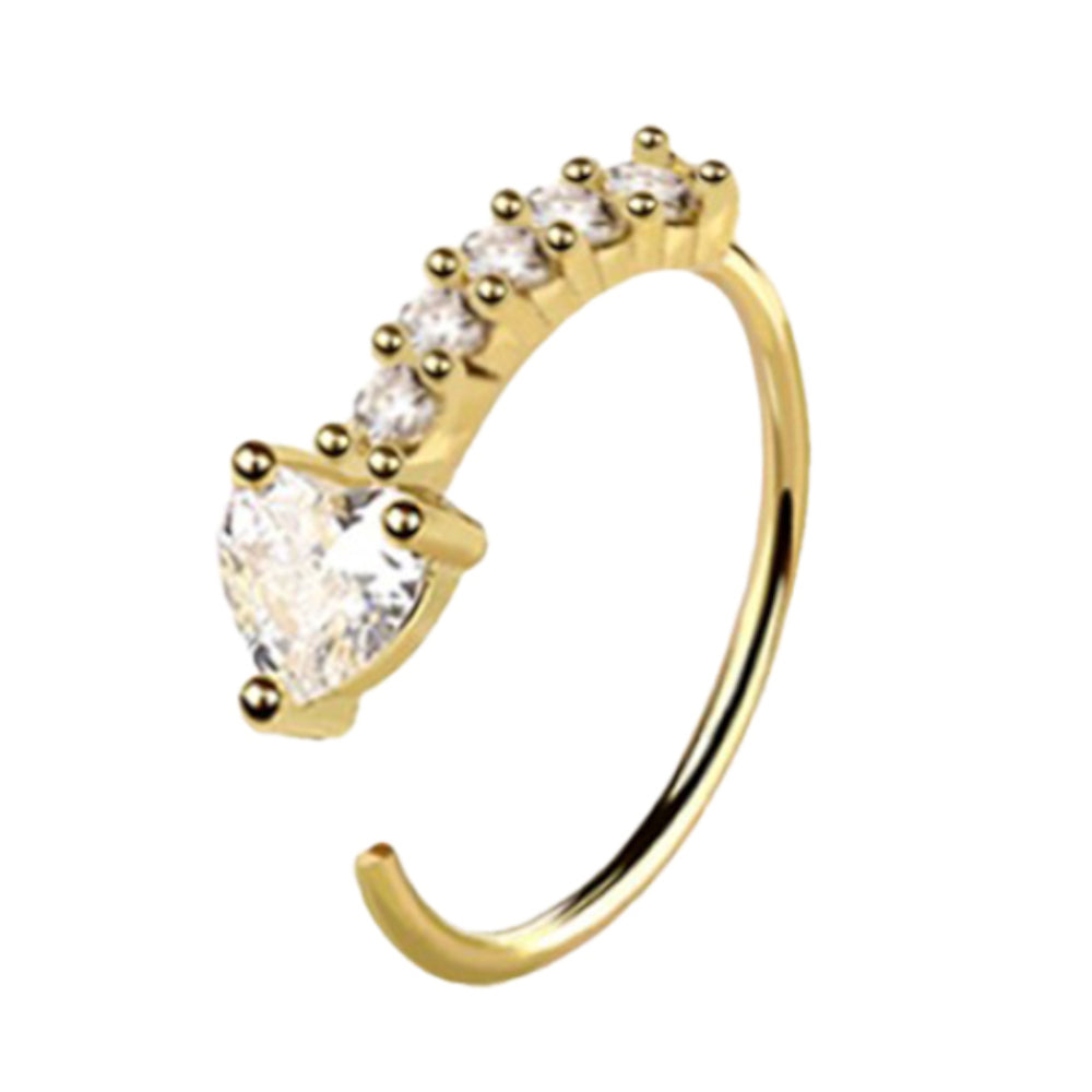 Surgical Steel Nose Ring Hoop 20G 8mm with Paved CZ Heart End - photo 6