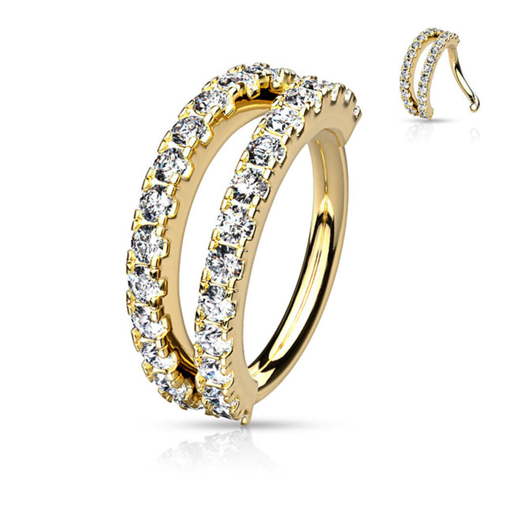 Surgical Steel 16 Gauge Double Lined CZ Bendable Hoop - 8mm - photo 7