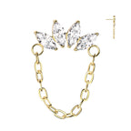 Titanium Push In Threadless CZ Linked Marquise Chain Top