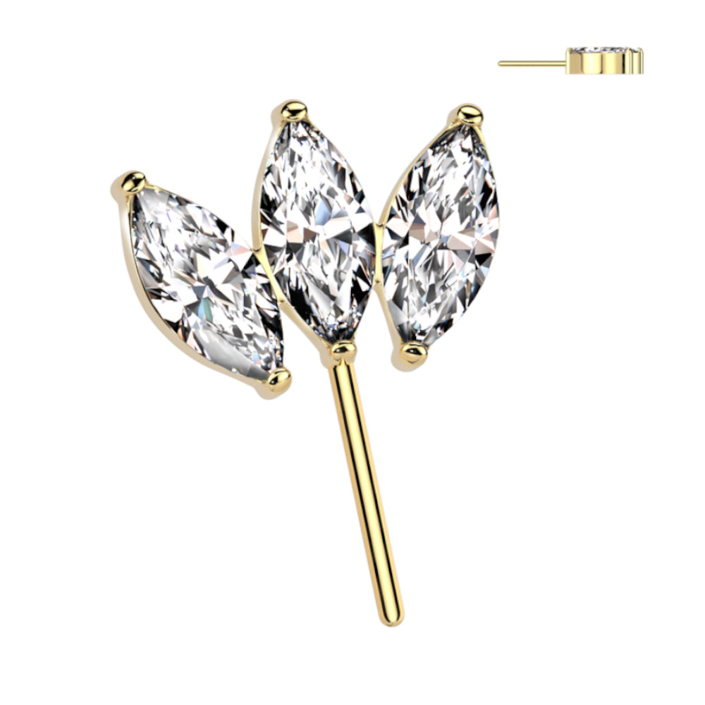 Titanium Push In Threadless Marquise Flower CZ Top 6.8mm - photo 3