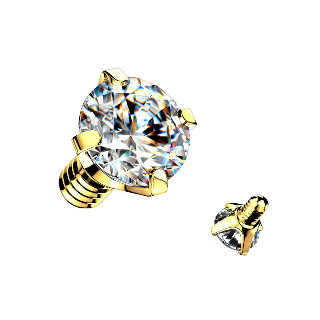 Surgical Steel 14 to 16 Gauge Internally Threaded Prong Set CZ Top - photo 3
