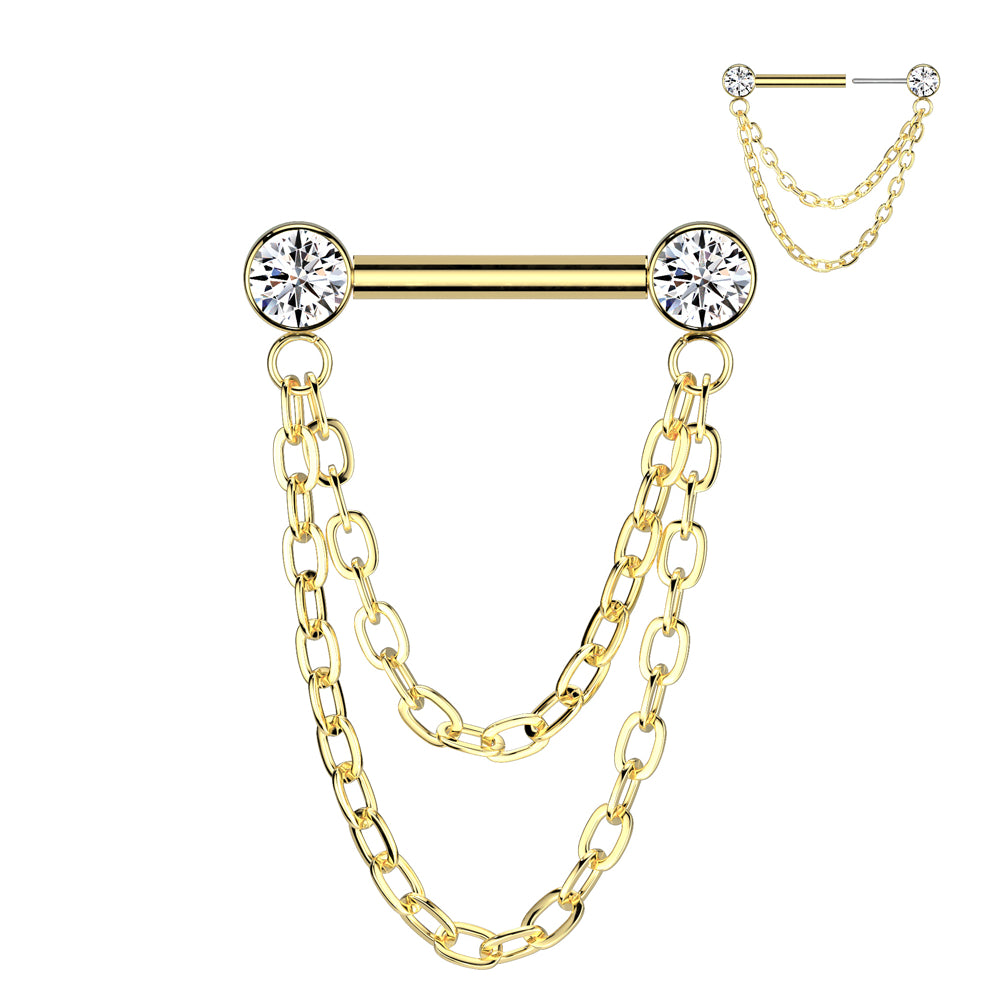 Titanium Threadless Septum Barbell 16G 6mm & 8mm with Double Chain - photo 6