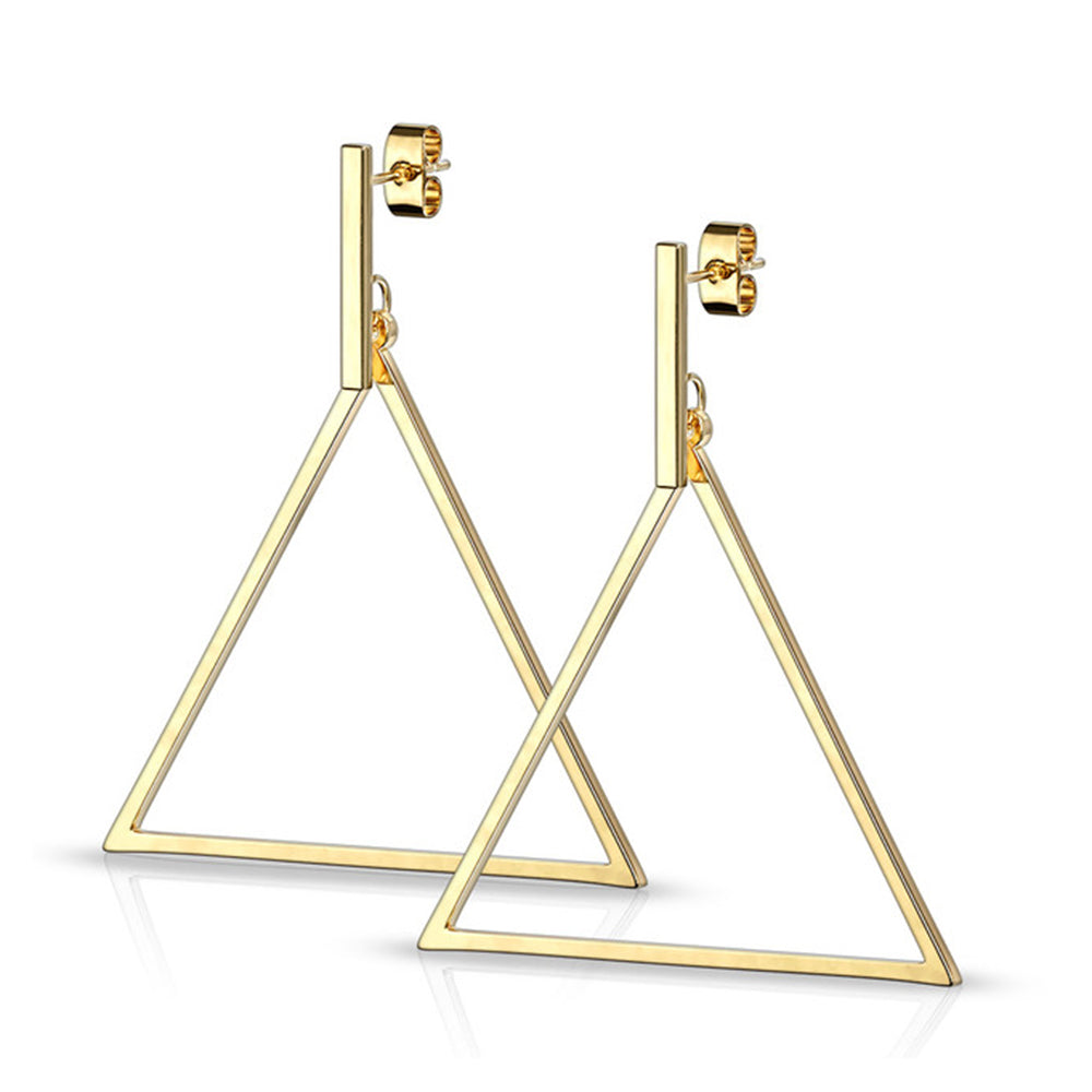 Surgical Steel 20 Gauge Dangle Equilateral Triangle Stud Earrings