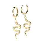 Surgical Steel 18 Gauge Dangle Snake Hoop Earrings - Pair
