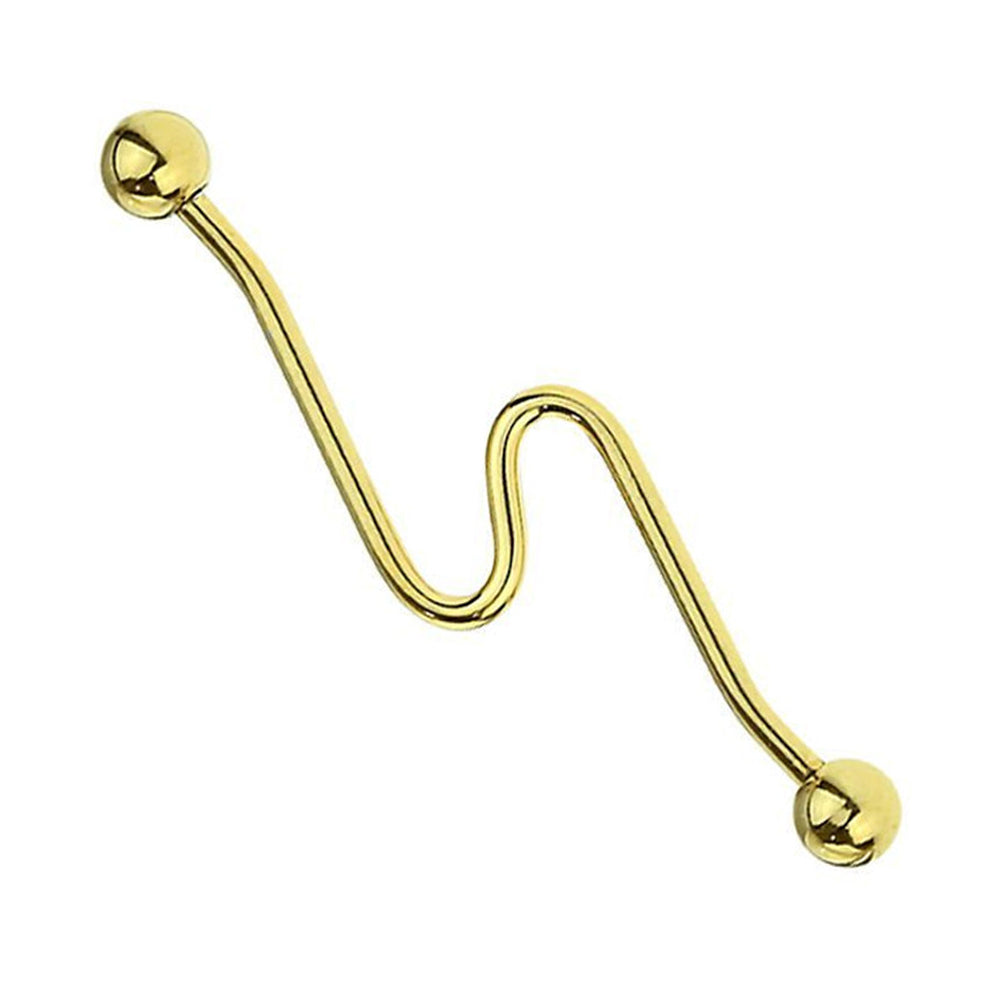 Surgical Steel 14 Gauge Industrial Barbell with Deep Wave - photo 2
