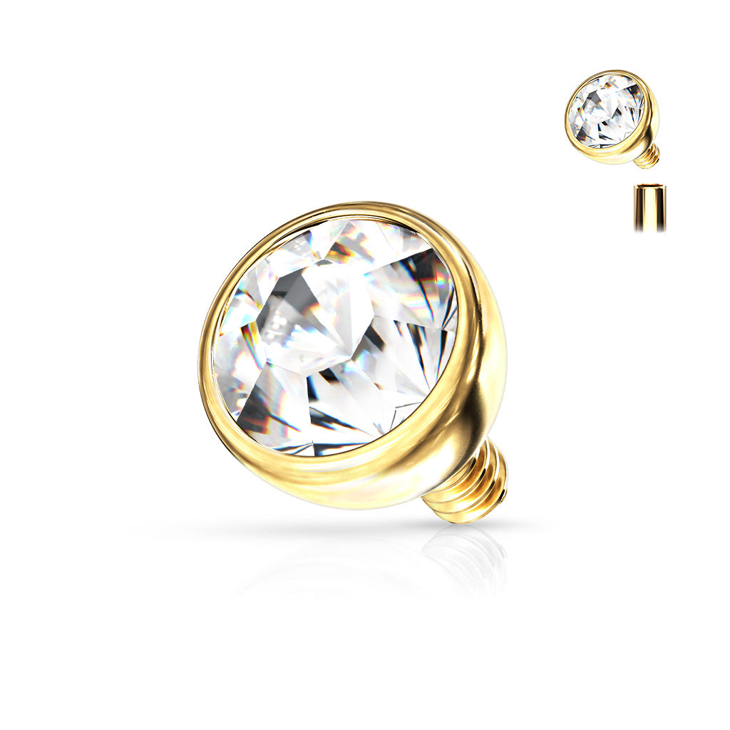 Surgical Steel Dermal Anchor Top 16G 3mm & 4mm with Bezel CZ - photo 8