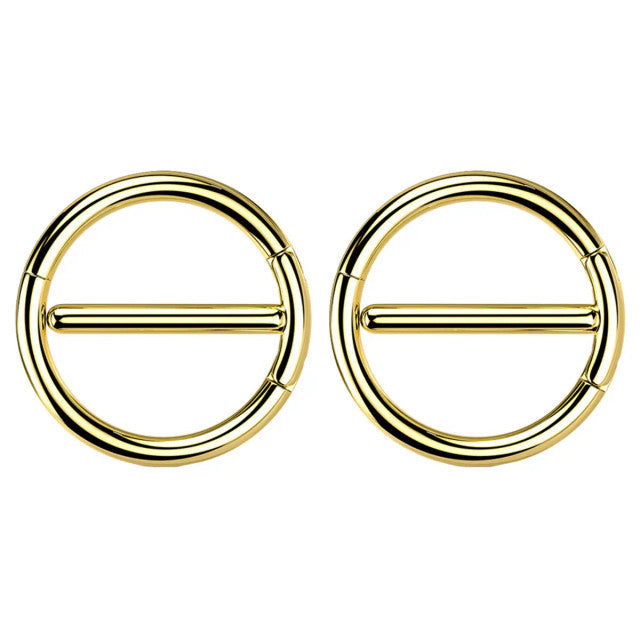 Surgical Steel 14 Gauge Dual Hinged Nipple Shield Ring - Pair - photo 7
