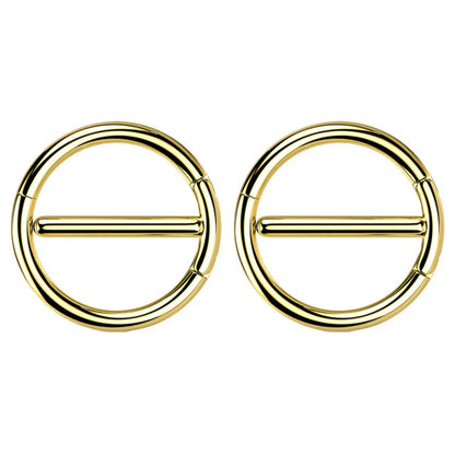 Surgical Steel 14 Gauge Dual Hinged Nipple Shield Ring - Pair - photo 7