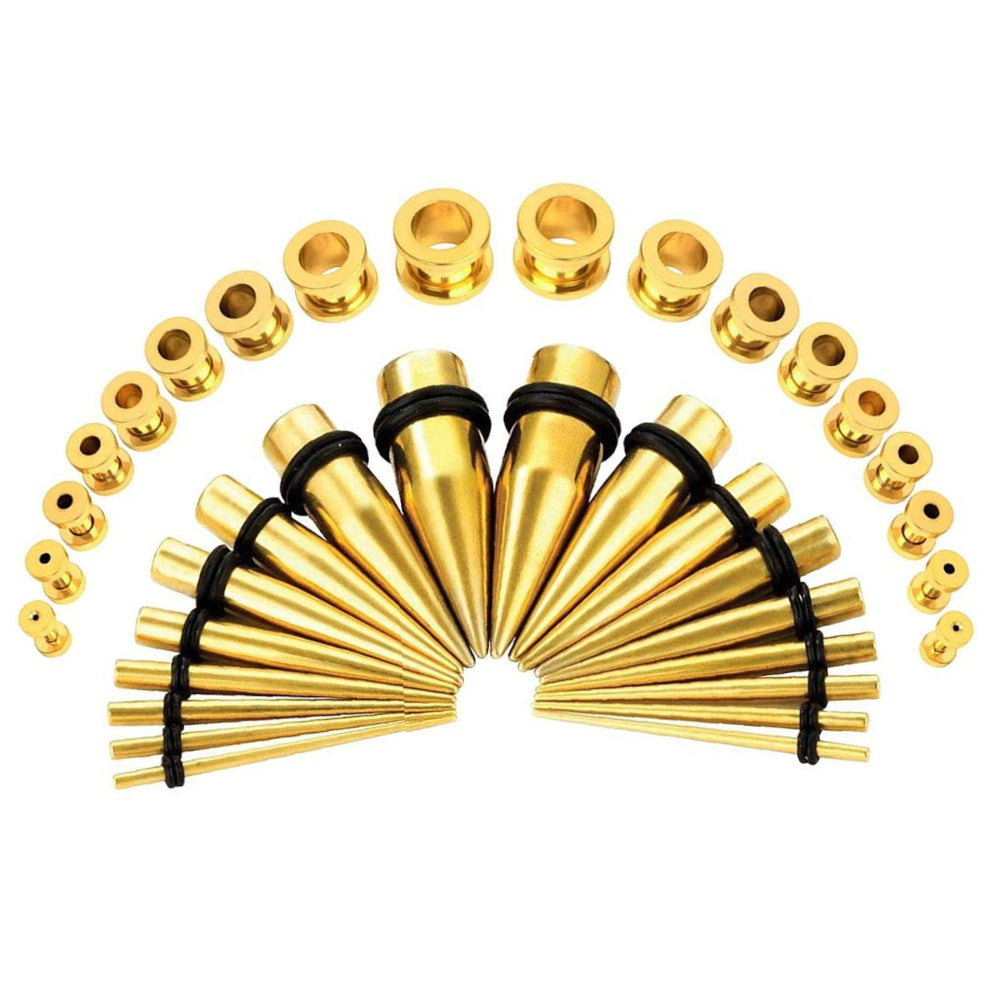 Surgical Steel Ear Stretching Kit with Tapers & Tunnels - 36 Pack