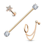Surgical Steel 16 & 14G Industrial, Hoop & Labret - 3 Pack - Style 2