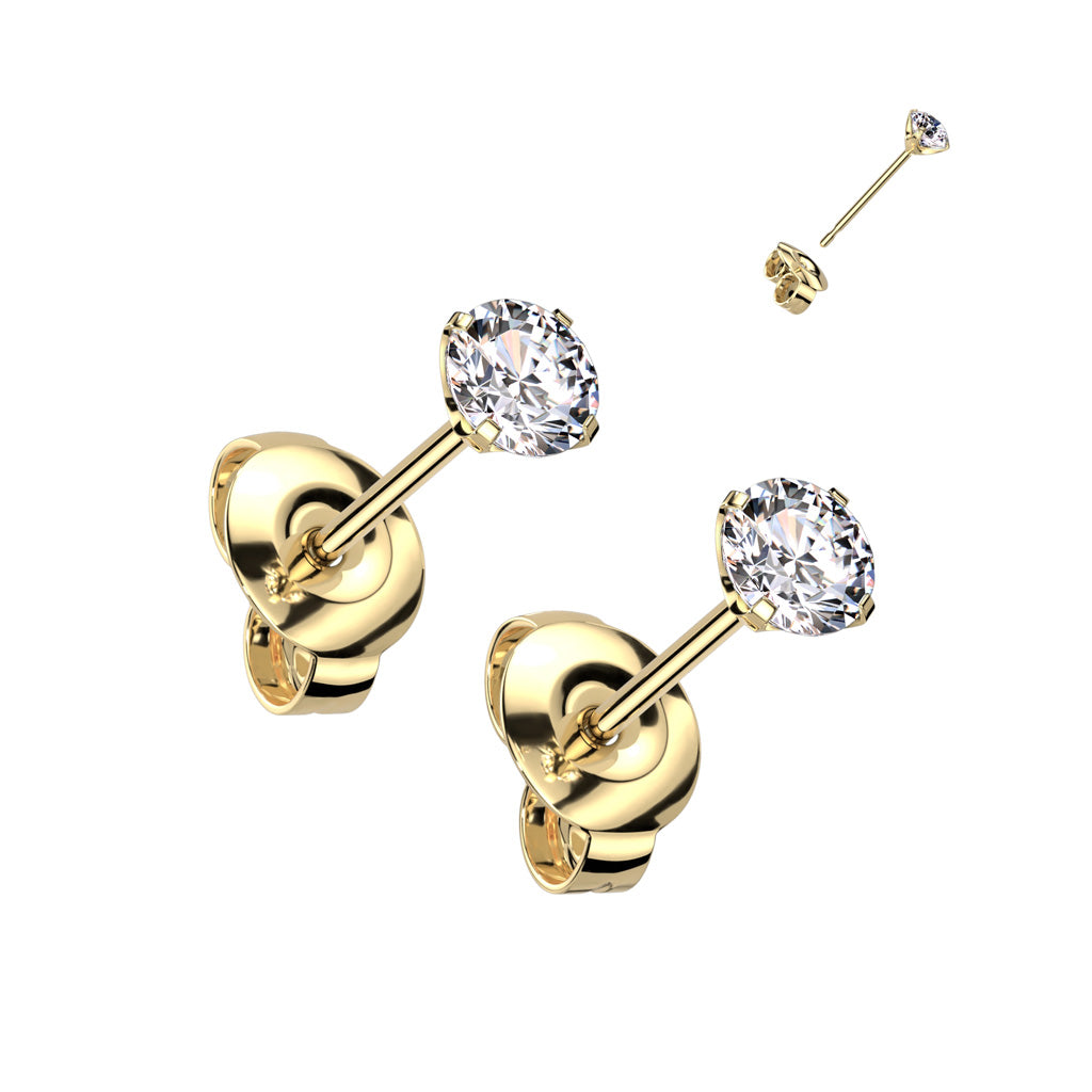 Titanium Prong Set CZ Stud Earrings 20G 2mm to 4mm - Pair - photo 3