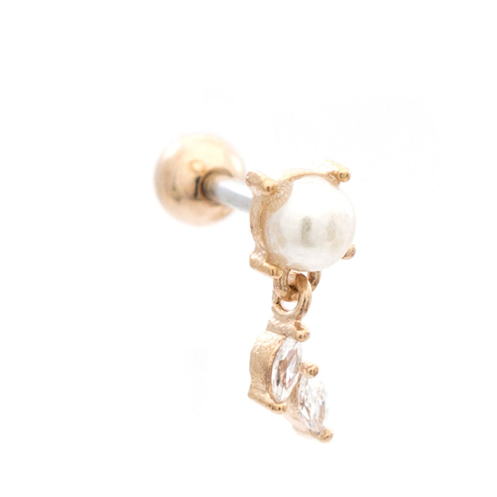 Surgical Steel 16 Gauge Tragus Barbell with Dangle Leaf Opal - photo 4