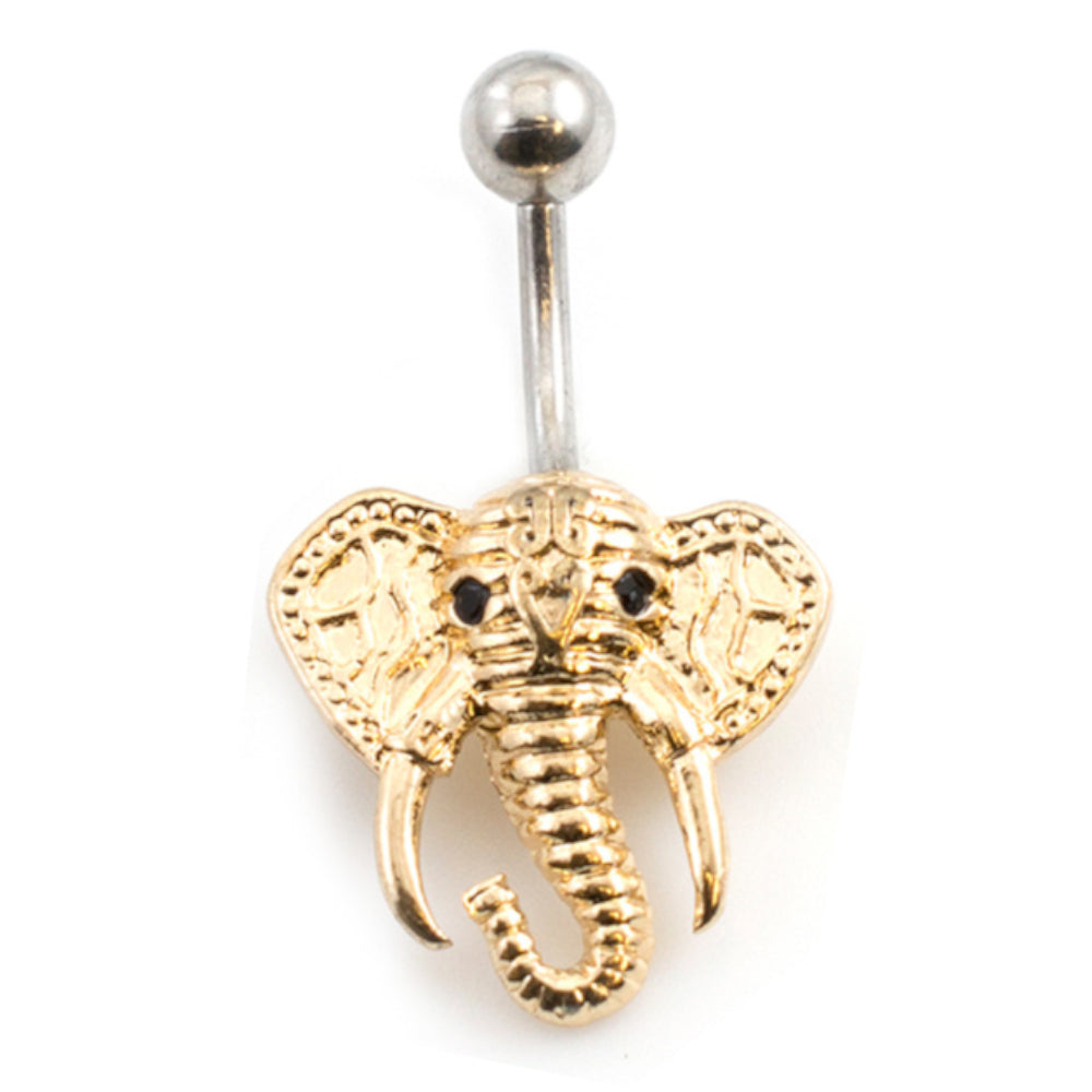 Surgical Steel 14 Gauge Belly Ring with Tribal Elephant Head - photo 4