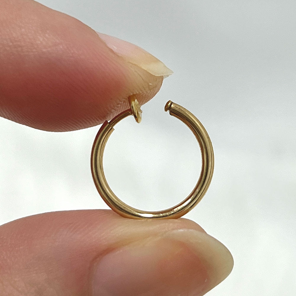 PVD Gold Surgical Steel Spring Loaded Fake Clip On Hoop Rings - Pair - photo 2