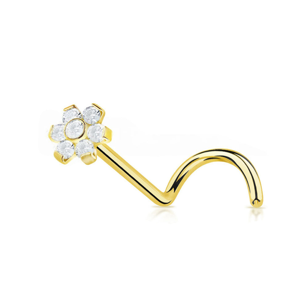 Titanium Flower CZ Nose Stud 18 & 20 Gauge with Threadless Push-In - photo 7