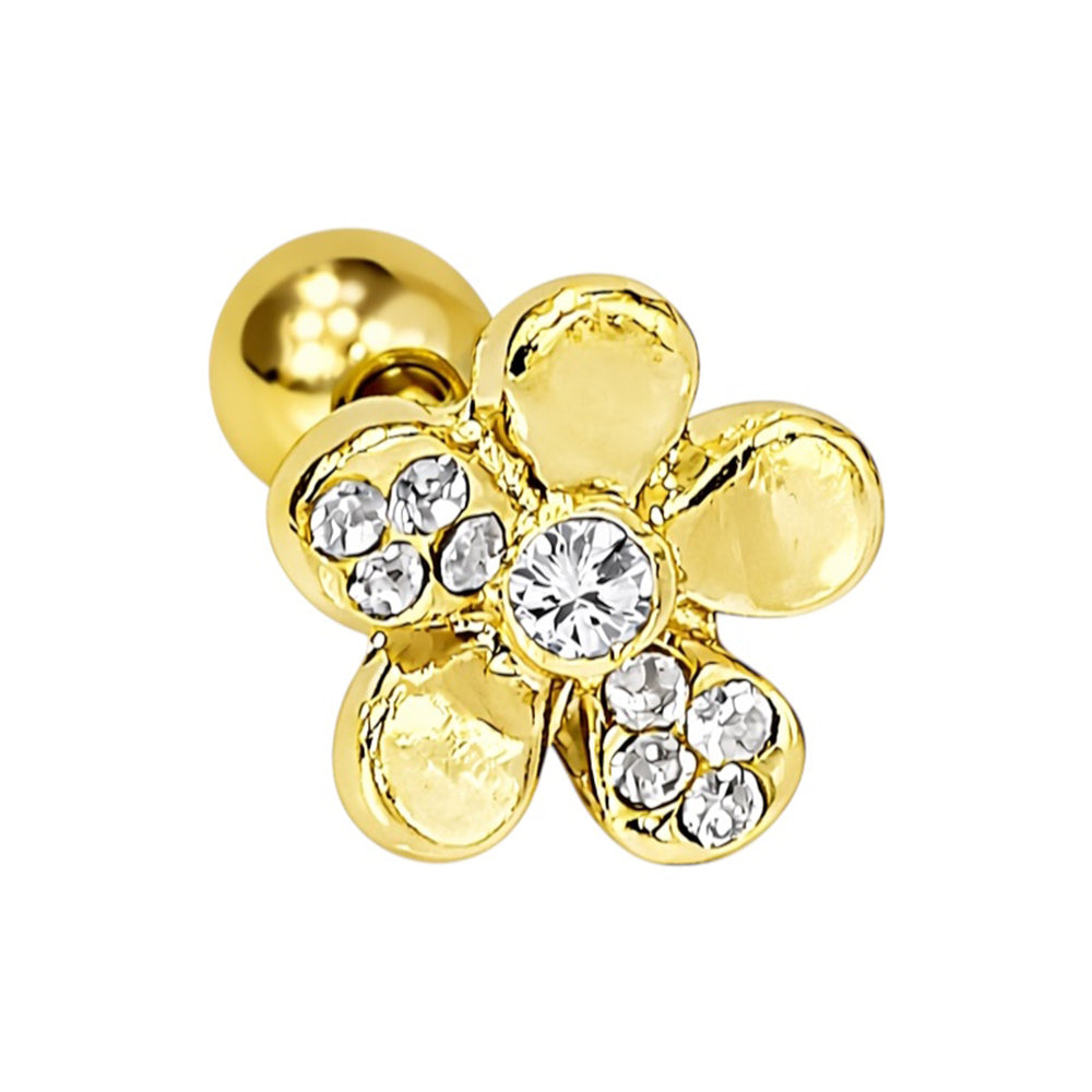 Surgical Steel 16 Gauge Cartilage Barbell with CZ Flower - photo 5