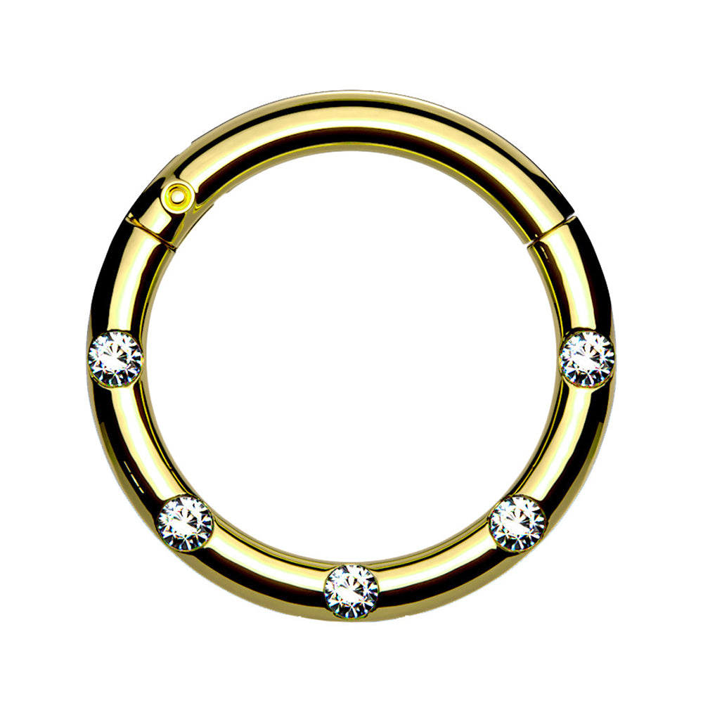 Surgical Steel 16 Gauge Hinged Segment Ring with Front Facing CZ - photo 7