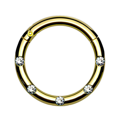 Surgical Steel 16 Gauge Hinged Segment Ring with Front Facing CZ - photo 7