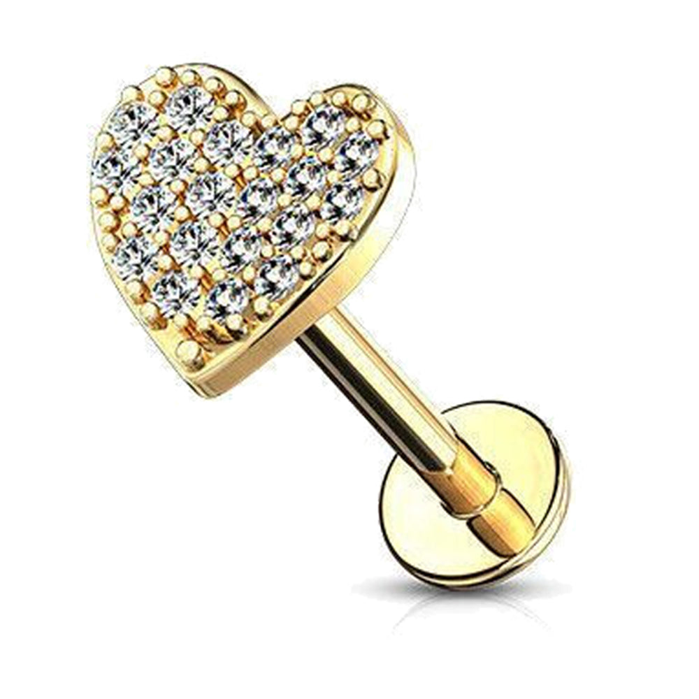 Surgical Steel 16 Gauge Labret Stud with Paved CZ Heart - photo 5