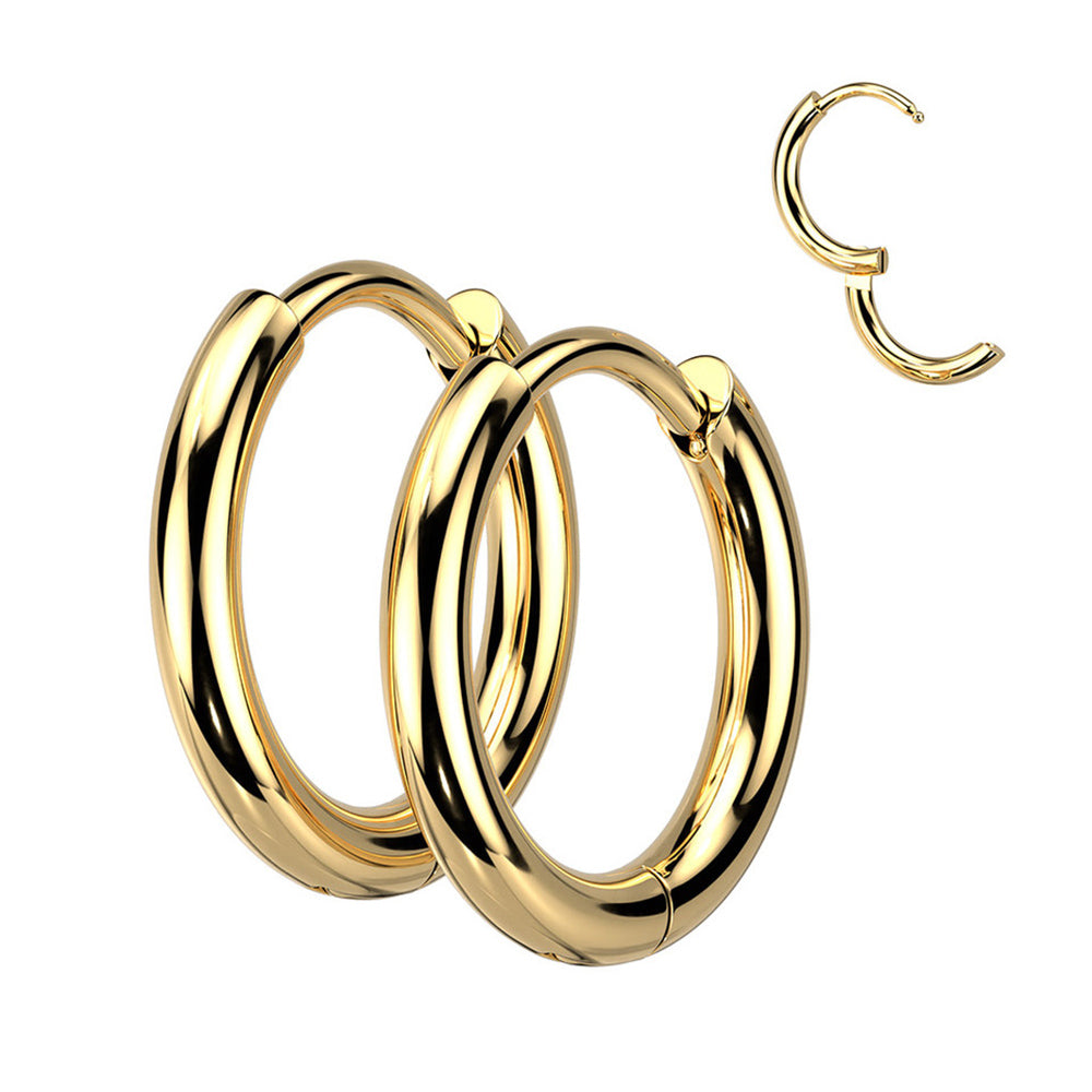 Surgical Steel 18 Gauge Hinged Clicker Huggie Hoop Earrings