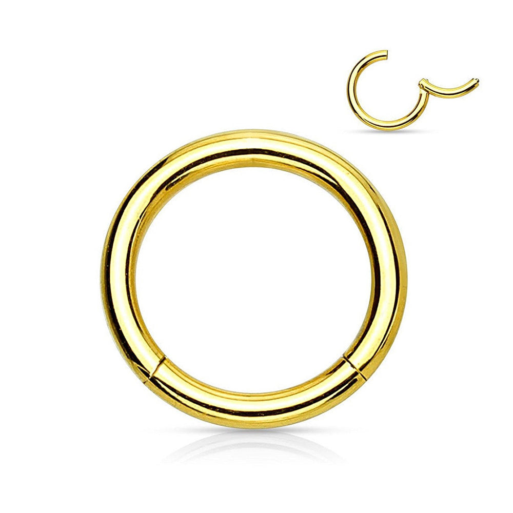 PVD Gold Surgical Steel 10 to 20 Gauge Hinged Clicker Segment Ring