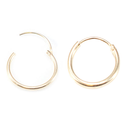 Sterling Silver 22 Gauge Hinged Hoop Earrings with PVD Gold - Pair