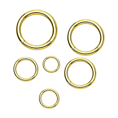 Titanium PVD Gold Hinged Segment Ring 10 to 20 Gauge