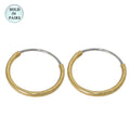 .925 Sterling Silver 20 Gauge PVD Gold Hoop Earrings 12mm - Pair