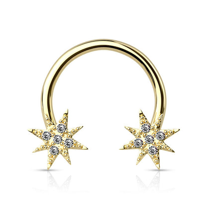 Surgical Steel 14 Gauge Horseshoe Circular Barbell with CZ Starburst - photo 4
