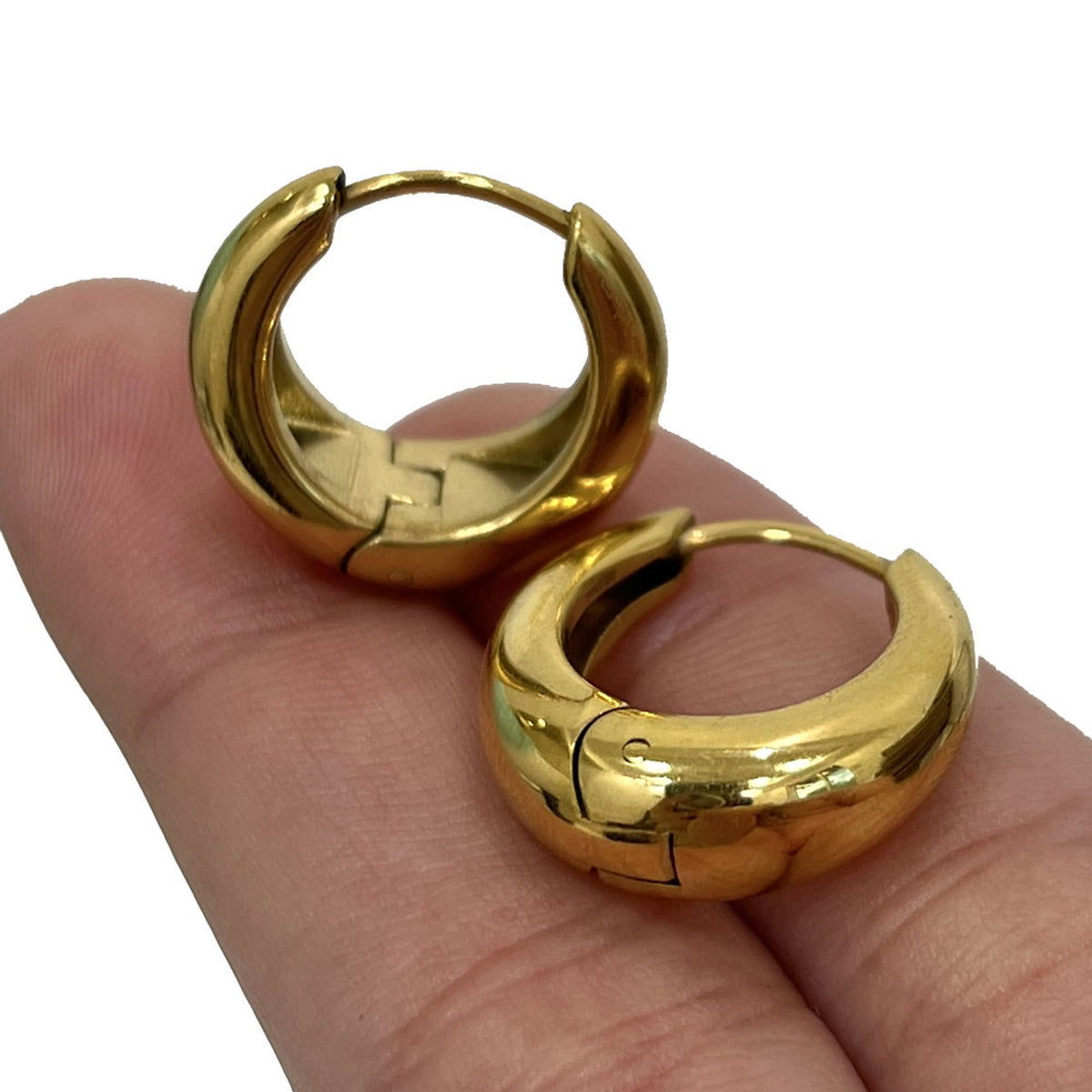 Surgical Steel Wide Hinged Hoop Earrings 18 Gauge 1/2" (12 mm) - Pair - Kruelty - Photo 3