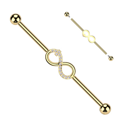 Titanium Industrial Barbell 14G 38mm with Infinity CZ - photo 4