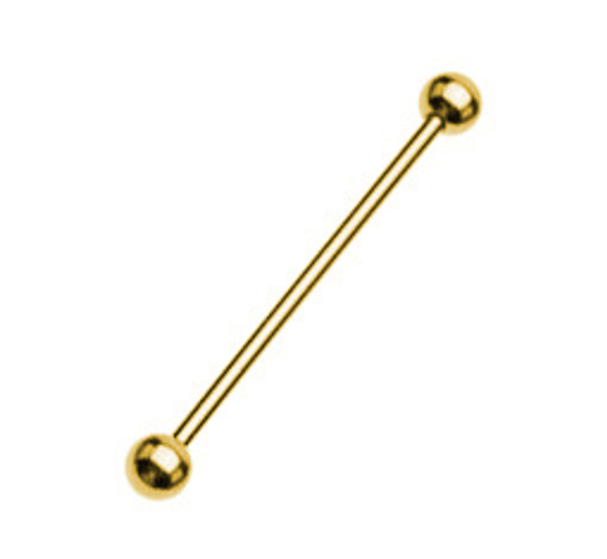 PVD Gold Surgical Steel 14 & 16 Gauge Industrial Barbell Ball End