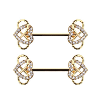 Surgical Steel Nipple Barbell 14G 14mm with Infinity Heart CZ - Pair - photo 5