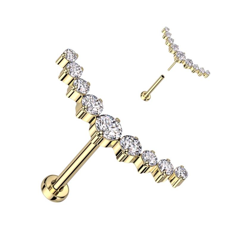 Titanium 18 Gauge Curved CZ Climber Flat Back Labret Stud - photo 9