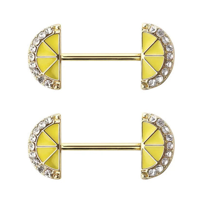 Surgical Steel Nipple Barbell 14G 12mm with Lemon Slice CZ - Pair - photo 4