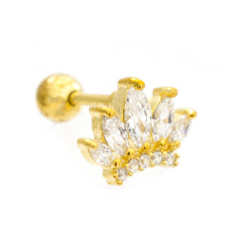 Surgical Steel 16 Gauge Cartilage Barbell with Marquise CZ Crown - photo 5