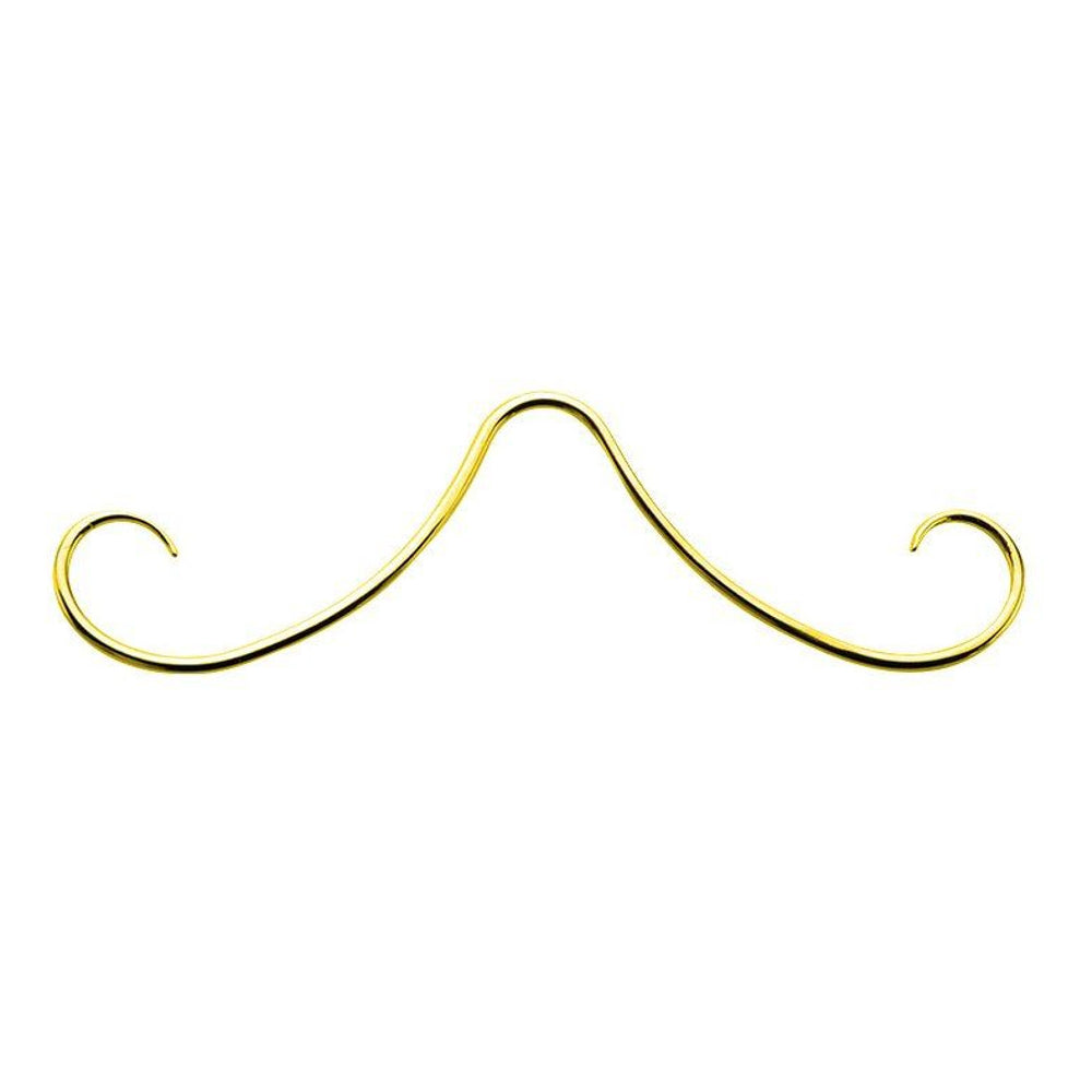 Surgical Steel 14 Gauge Septum Ring with PVD Gold Mustache