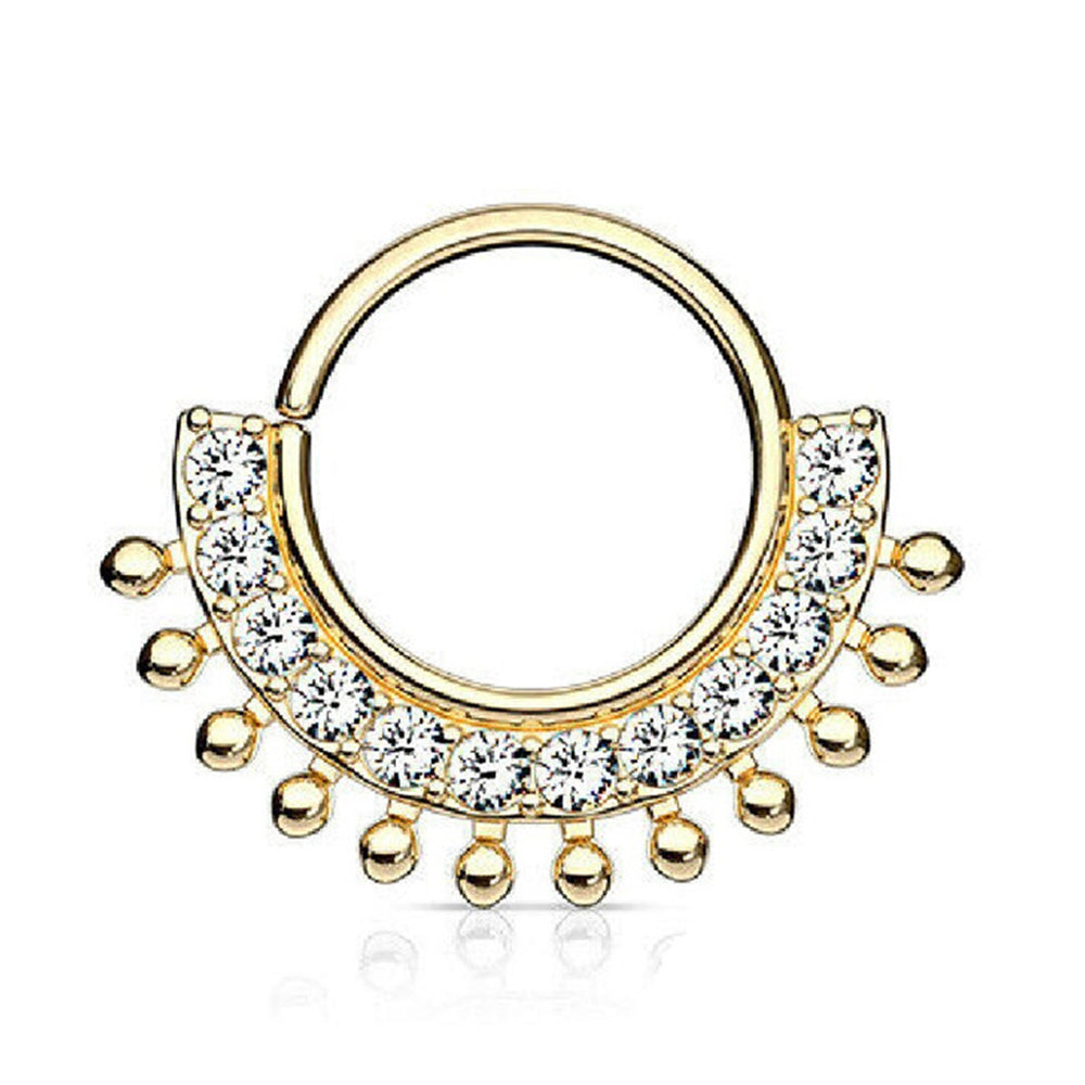 Surgical Steel 16 Gauge Ornate Paved CZ Bendable Hoop Ring - 15mm - photo 4