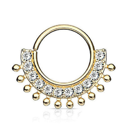 Surgical Steel 16 Gauge Ornate Paved CZ Bendable Hoop Ring - 15mm - photo 4